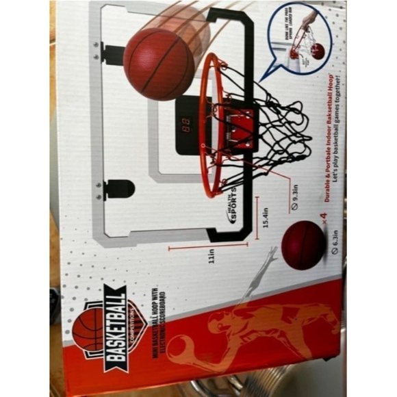 Indoor Mini Basketball Hoop with Electronic Scoreboard Over The Door Basketball - Picture 1 of 5